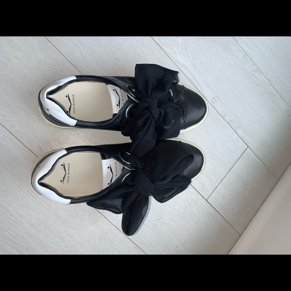Voile Blanche Vintage Leather Platform Sneakers B&W Size 40 (US 9.5) - Picture 7 of 14